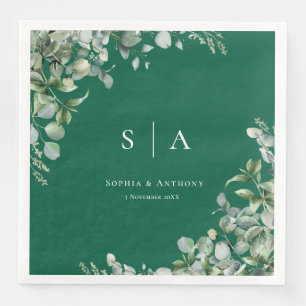 Greenery Australia Wedding Napkins, forest green Paper Dinner Napkins