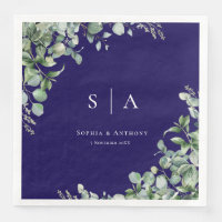 Greenery Australia Wedding Napkins, navy blue