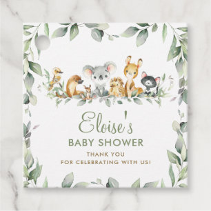 Greenery Australian Animals Baby Shower Thank You Favor Tags