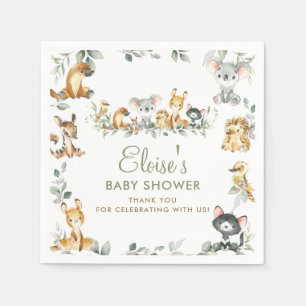 Greenery Australian Animals Baby Shower Thank You Napkins