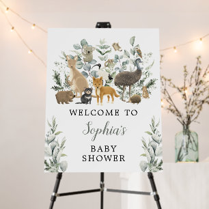 Greenery Australian Animals Baby Shower Welcome Foam Board