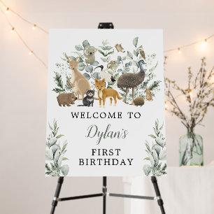 Greenery Australian Animals Boy Birthday Welcome Foam Board