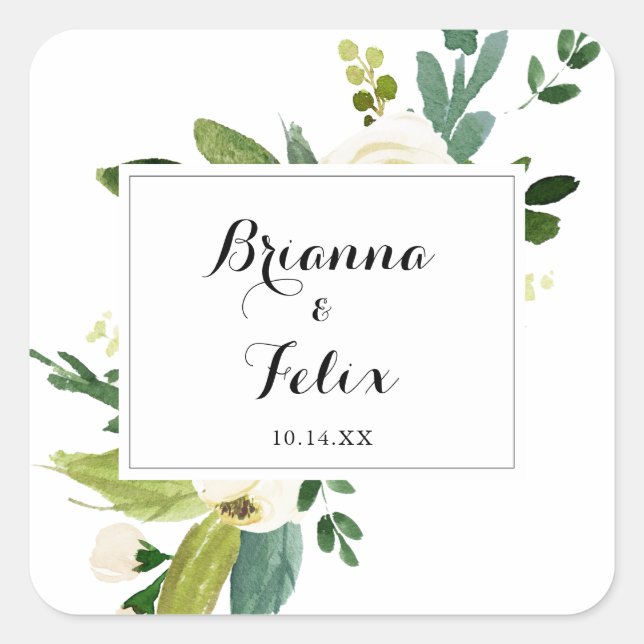 Greenery Autumn Floral Wedding Envelope Seals (Front)