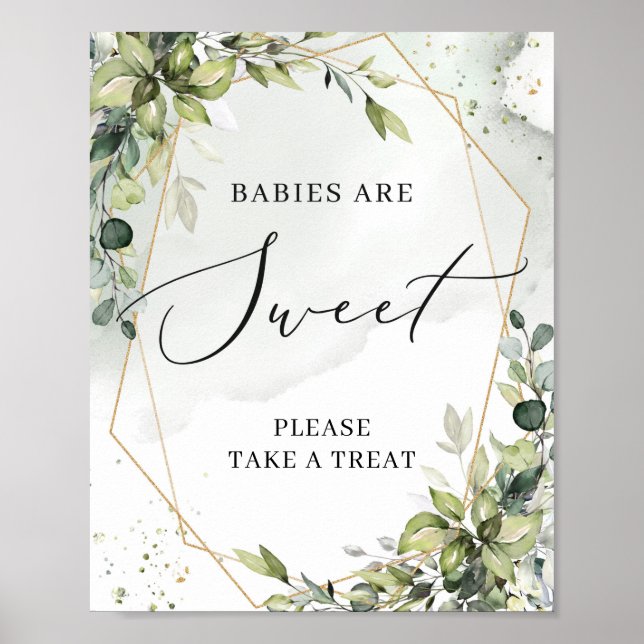 Greenery babies are sweet sign gold geometric boho (Front)
