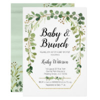 greenery baby brunch shower invitation