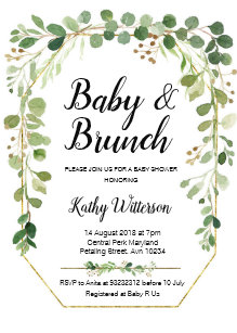 Brunch Baby Shower Invitations Zazzle Greenery Baby Brunch Shower Invitation