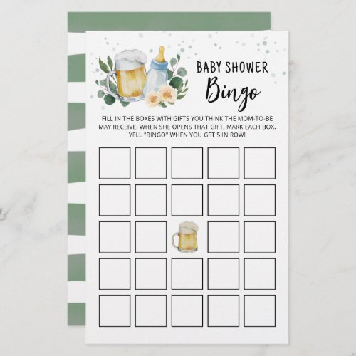 Greenery Baby Is Brewing Baby Shower Bingo Game