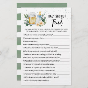 Greenery Baby Is Brewing Baby Shower Feud Game