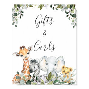 Greenery Baby Safari Animals with Lion Baby Shower Poster