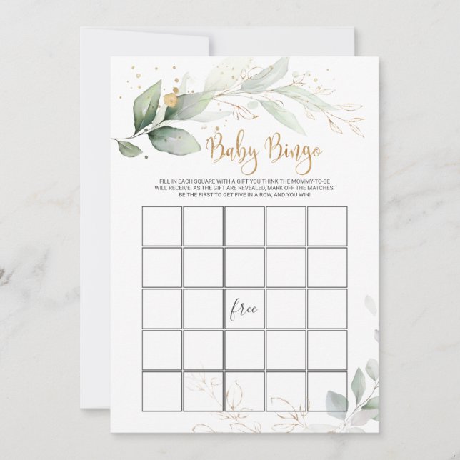 Greenery Baby Shower Bingo/Traits Games Invitation (Front)