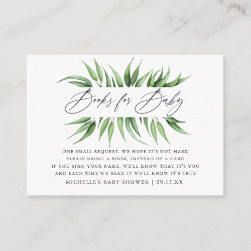 Greenery Baby Shower Book Request Enclosure Card