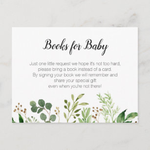 Greenery Baby Shower - Bring a book insert Invitation Postcard