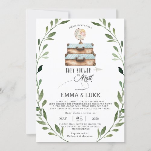 Greenery Baby Shower by Mail Long Distance Boy Invitation