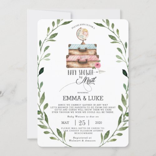 Greenery Baby Shower by Mail Long Distance Girl Invitation