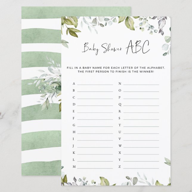 Greenery Baby Shower Game - ABC (Front/Back)