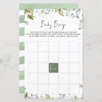 Greenery Baby Shower Game - Baby BINGO