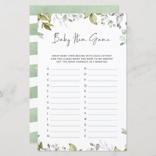 Greenery Baby Shower Game Baby Item