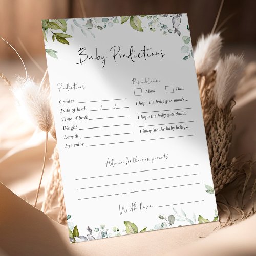 Greenery Baby Shower Game _ Baby Predictions