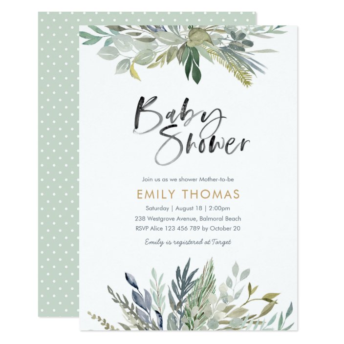 greenery baby shower invites