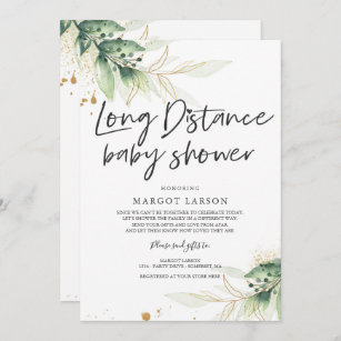 Greenery Baby Shower Long Distance Baby Shower Invitation