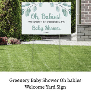 Greenery Baby Shower Oh babies Welcome Yard Sign