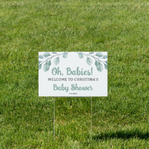 Greenery Baby Shower Oh babies Welcome Yard Sign