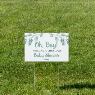 Greenery Baby Shower Oh boy Welcome Yard Sign
