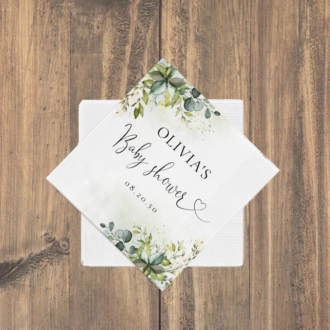 Greenery Baby Shower Paper Napkin (Creator Uploaded)