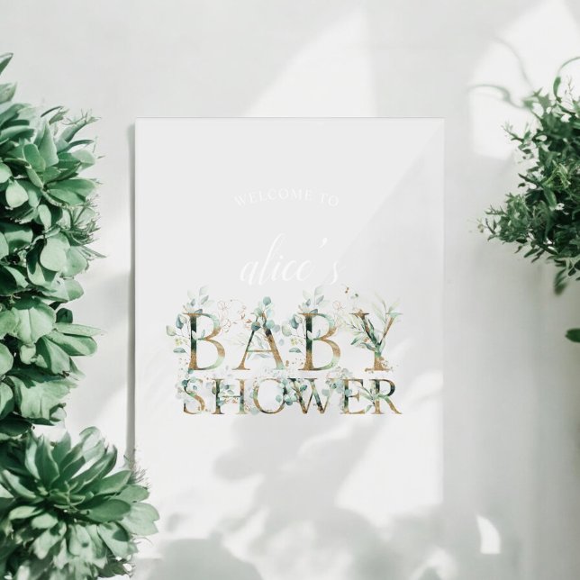 Greenery Baby Shower Welcome Acrylic Sign (Creator Uploaded)