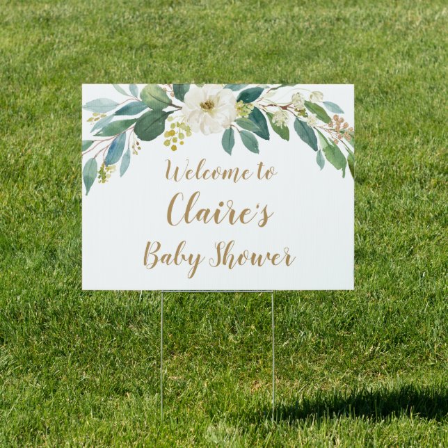 Greenery Baby shower Welcome Sign (Insitu)