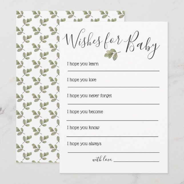Greenery Baby Shower Wishes For Baby Invitation (Front/Back)