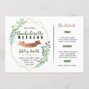 Greenery Bachelorette Itinerary invitation
