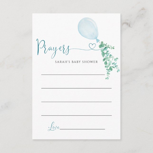 Greenery Balloon Prayers For Baby Enclosure Card (Front)