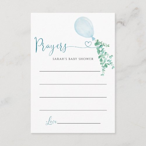 Greenery Balloon Prayers For Baby Enclosure Card