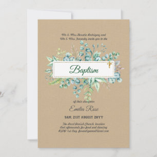 Greenery Baptism Bautizo Bautismo Christening Invi Invitation