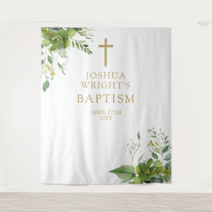 Greenery Baptism Christening Photo Backdrop