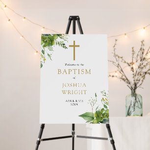 Greenery Baptism Christening Welcome Sign