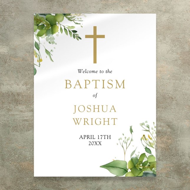 Greenery Baptism Christening Welcome Sign (Greenery Baptism Christening Welcome Sign)