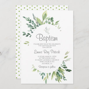 Greenery Baptism Invitation