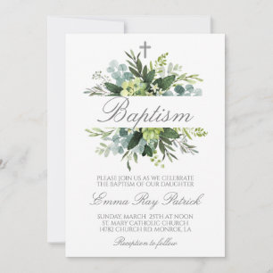 Greenery Baptism Invitation