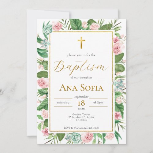 Greenery Baptism Invitation