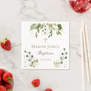 greenery Baptism Napkins