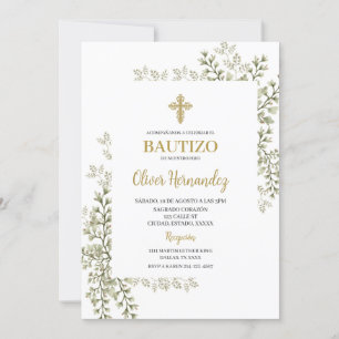 Greenery Baptism Spanish Invitation