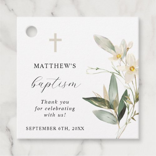 Greenery Baptism Thank You Favor Tags