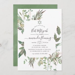 Greenery Bat Mitzvah Invitation