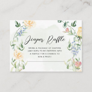 Greenery Bear Gender Neutral Floral Diaper Raffle Enclosure Card