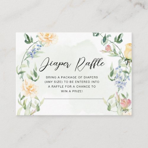 Greenery Bear Gender Neutral Floral Diaper Raffle Enclosure Card