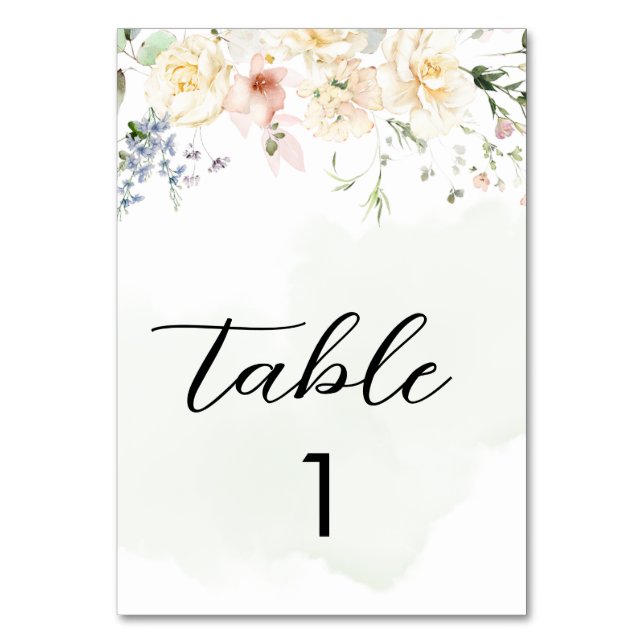 Greenery Bear Green Neutral Floral Baby Shower Tab Table Number (Front)