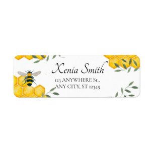 Greenery Bee Simple Aesthetic Honeycomb Return Label