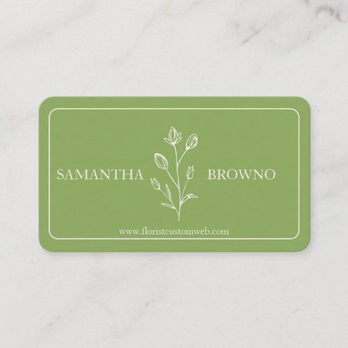 Greenery Beige Framed Flower Business Card